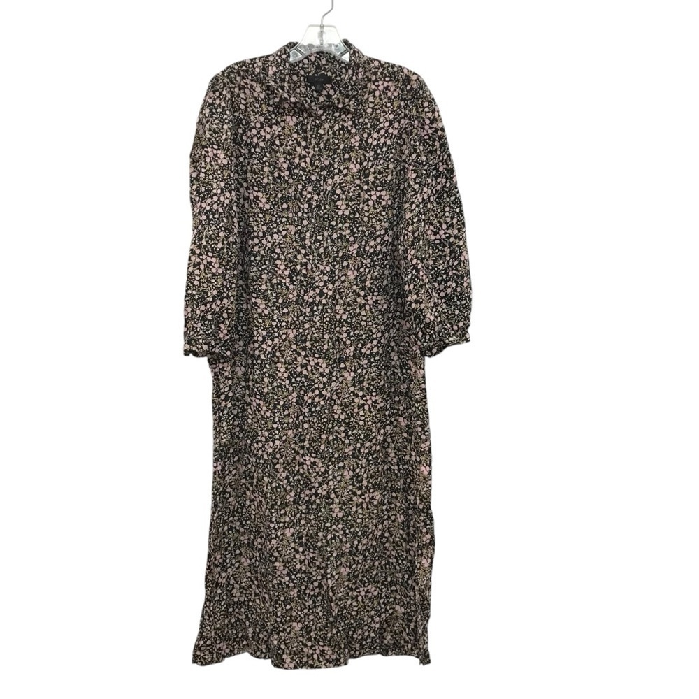 J. Crew Size 12 Women’s Tie Waist Shirt Dress in Fall Garden Floral Long Sleeve